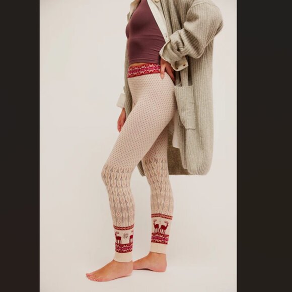 NEW Free People Falala Leggings in  Ivory Combo for women 1125 2s1 - Picture 2 of 7